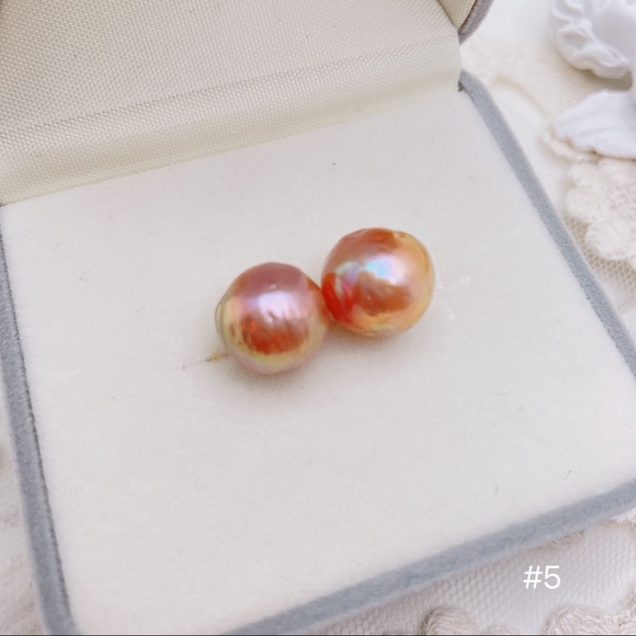 Pearl Studs, Genuine Baroque Edison pearl - Picture 10 of 12
